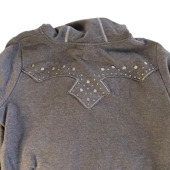 Ariat Women's Size M Brown Zip Up Hoodie Studded with Contrast Thread Raw Edge - Picture 9 of 9